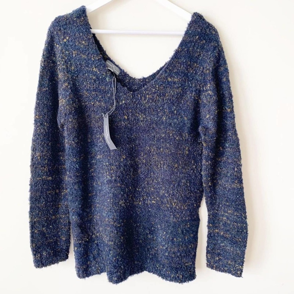 Market & Spruce Sweater XL NWT Stitch Fix Blue Boucle V-Neck Casual Knit Top